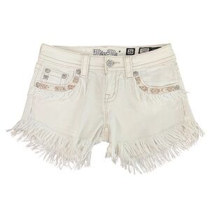 NWOT Miss Me Women's Ivory White Fringe Jean Shorts Size 26